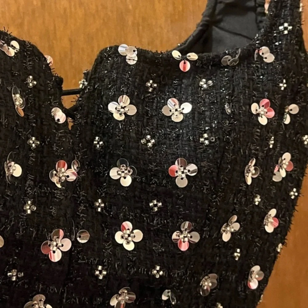 Guizio Top Arlo Embellished Tweed Lace-up Corset Sz S‎
